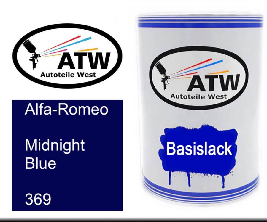 Alfa-Romeo, Midnight Blue, 369: 500ml Lackdose, von ATW Autoteile West.